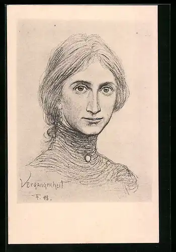 Künstler-AK Fidus: Vergangenheit, Portrait einer hübschen Frau