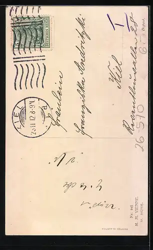 Künstler-AK I.M.J.: Junge mit Hühnern auf einem Zaun