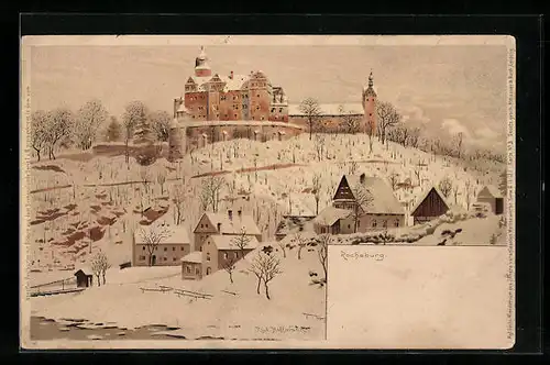 Künstler-AK Meissner & Buch (M&B) Nr. 3: Rochsburg, Generalansicht im Schnee