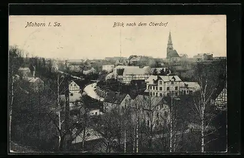 AK Mohorn i. Sa., Blick nach dem Oberdorf zur Kirche hin