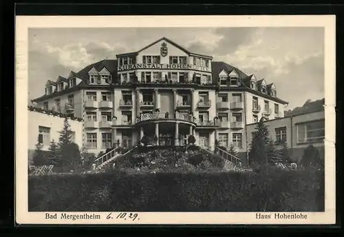 AK Bad Mergentheim, Fassade des Haus Hohenlohe