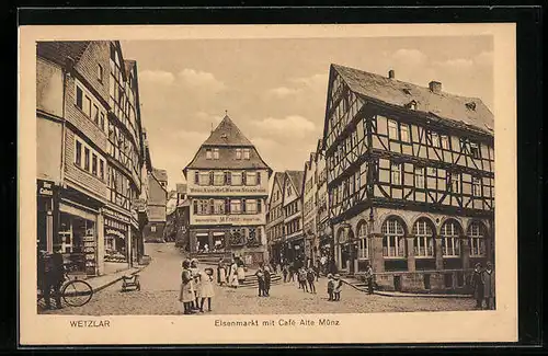 AK Wetzlar, Eisenmarkt mit dem Cafe Alte Münz