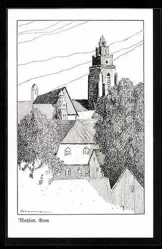 Künstler-AK Wetzlar a. L., Blick zum Dom