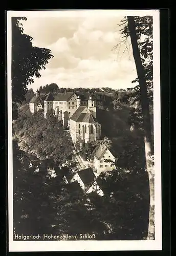 AK Haigerloch i. Hohenzollern, Blick hinab auf das Schloss und die Stadt