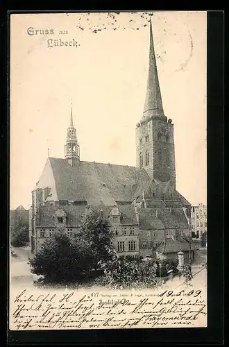 AK Lübeck, Blick auf die Jacobikirche