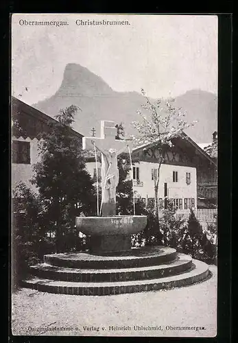 AK Oberammergau, der Christusbrunnen