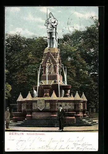 AK Berlin-Tiergarten, vor dem Roland-Brunnen