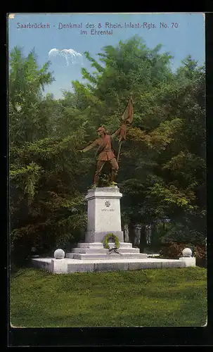 AK Saarbrücken, Denkmal des 8. Rhein. Infant.-Regts. No. 70 im Ehrental