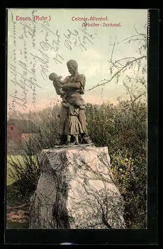 AK Essen a. d. Ruhr, Colonie Altenhof, das Arbeiter-Denkmal