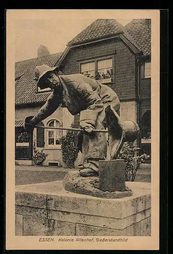 AK Essen a. d. Ruhr, Giesserstandbild in der Kolonie ALtenhof