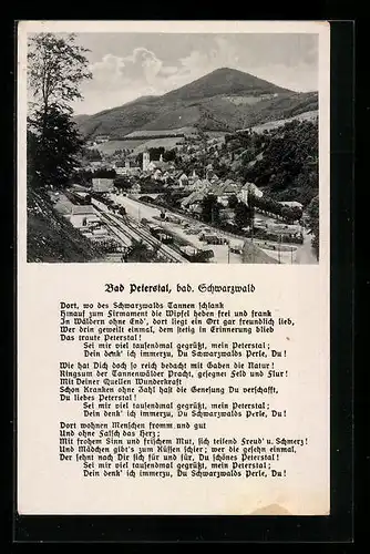 AK Bad Peterstal i. bad. Schwarzwald, Generalansicht mit dem Bahnhof im Vordergrund