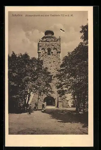 AK Schotten, vor dem Bismarckturm auf dem Taufstein