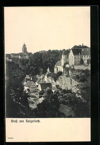 AK Haigerloch, Blick auf das Schloss über der Stadt