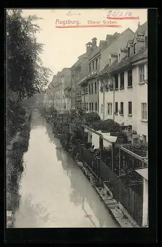 AK Augsburg, Häuserzeile am Oberen Graben