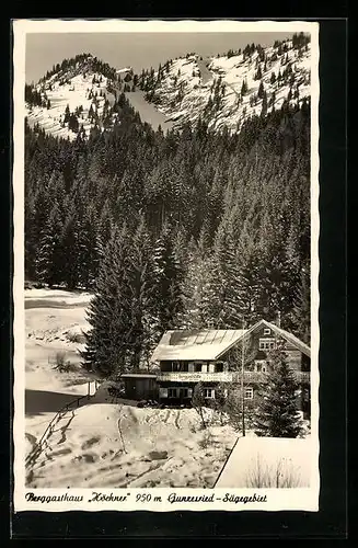 AK Gunzesried, das Berggasthaus Höchner im Schnee