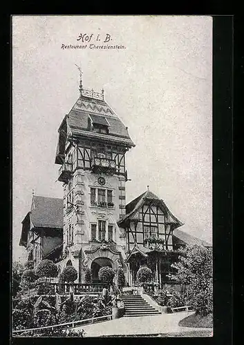 AK Hof i. B., am Restaurant Theresienstein