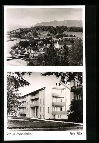 AK Bad Tölz, Generalansicht mit der Kirche, das Haus Isarwinkel