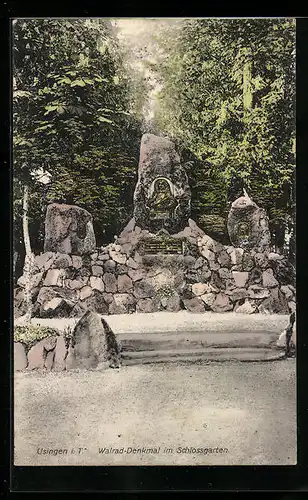 AK Usingen i. T., Walrad-Denkmal im Schlossgarten