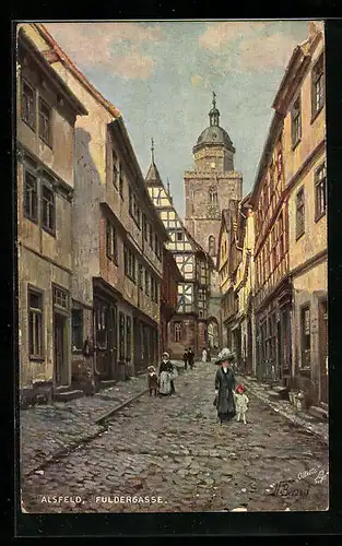 Künstler-AK Alsfeld, Anwohner in der Fuldergasse