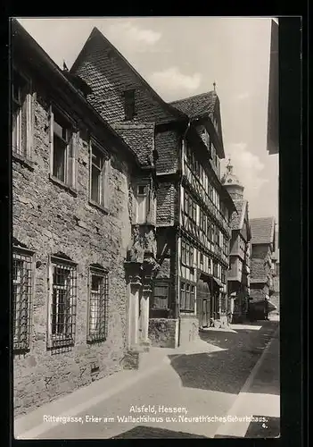 AK Alsfeld i. Hessen, Rittergasse, Erker am Wallachshaus u.v. Neurath`sches Geburtshaus