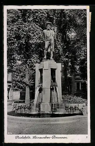 AK Bielefeld, der Leineweber-Brunnen in der Stadt