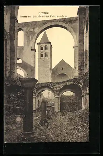 AK Bad Hersfeld, Inneres der Stiftsruine mit dem Katharinen-Turm