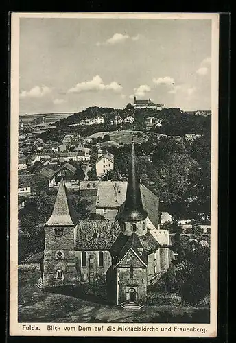 AK Fulda, Blick vom Dom auf die Michaelskirche und Frauenberg
