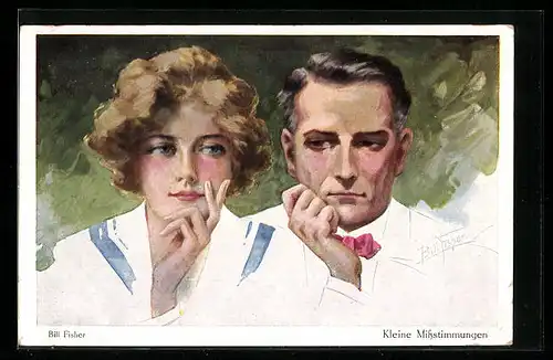 Künstler-AK Bill Fisher: Kleine Missstimmung, Pärchen in nachdenklicher Pose