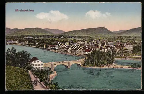 AK Rheinfelden, Blick über den Rhein auf die Stadt