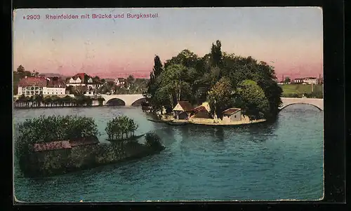 AK Rheinfelden, Stadtansicht mit Brücke und Burgkastell