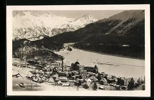 AK St. Moritz, Generalansicht mit Piz Muraigl und Piz Languard