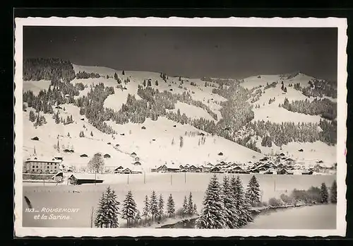 AK Rougemont et la Sarine, Ortstotale im Schnee