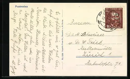 AK Pontresina, Generalansicht der Stadt im Tal