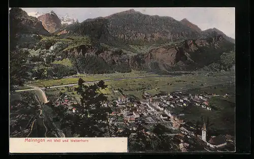 AK Meiringen, Generalansicht mit Weil und Wetterhorn