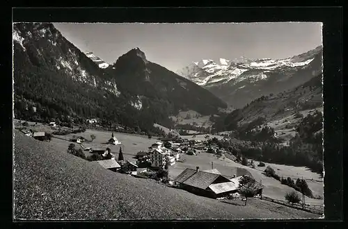 AK Kiental, Talpanorama mit Golderhorn und Blümlisalp