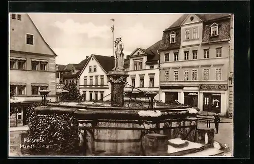AK Pössneck, am Marktbrunnen