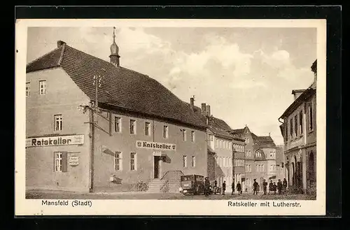 AK Mansfeld, Ratskeller mit Blick in die Lutherstrasse