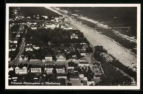 AK Kühlungsborn in Mecklenburg, Fliegeraufnahme der Stadt an der Ostsee