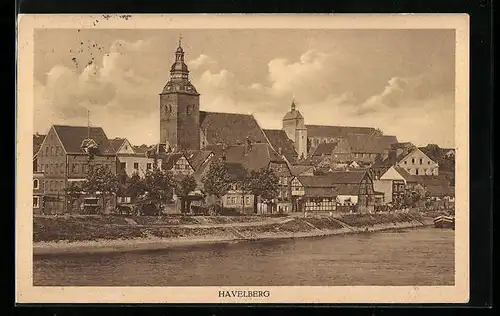 AK Havelberg, Ortsansicht mit den beiden Kirchen