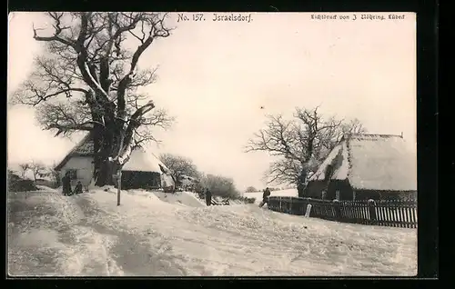 AK Israelsdorf, Strassenpartie im Winter