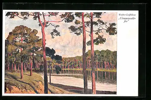Künstler-AK Grunewald, See im Wald