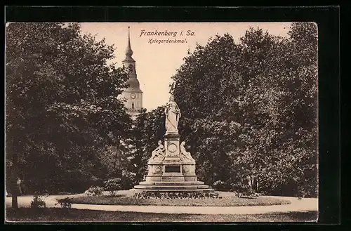 AK Frankenberg i. Sa., Kriegerdenkmal im Sonnenlicht