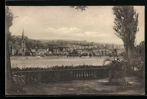 AK Koblenz, Blick von Rheinanlage nach Pfaffendorf