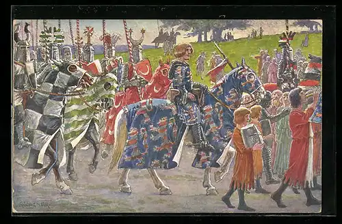 Künstler-AK Kassel, Tausendjahrfeier 1913, Landgraf Heinrich I. von Hessen um 1300