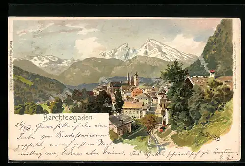 Künstler-AK Otto Strützel: Berchtesgaden, Panorama