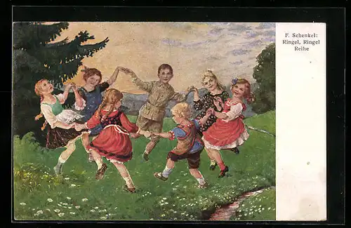 Künstler-AK Franziska Schenkel: Kinder tanzen einen Reigen