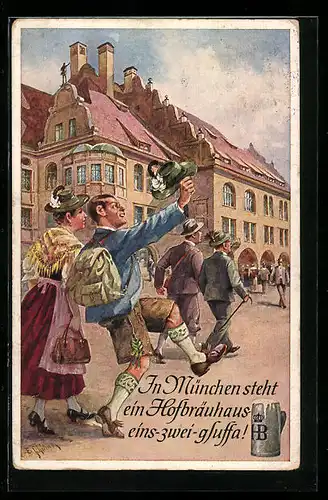 Künstler-AK Ernst Schlemo: In München steht ein Hofbräuhaus