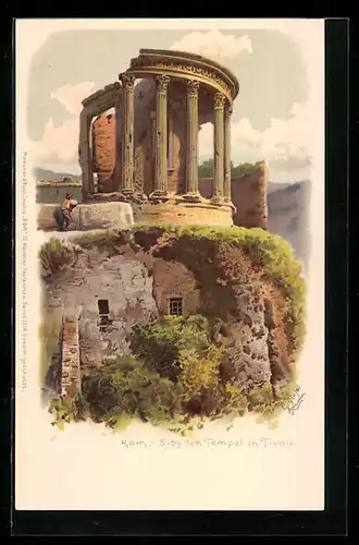 Künstler-AK sign. G. Gioja: Rom, Sibyllen Tempel in Tivolli