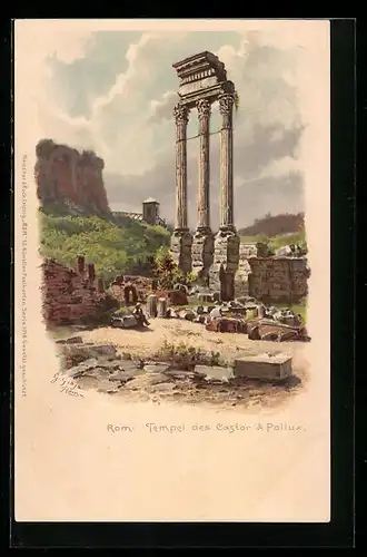 Künstler-AK sign. G. Gioja: Rom, Tempel des Castor & Pollux