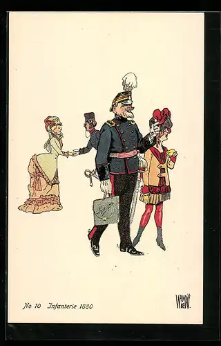 Künstler-AK sign. W. von May: Bern, Schweiz. Landes-Ausstellung 1914, Uniformen, No 10, Infanterie 1880
